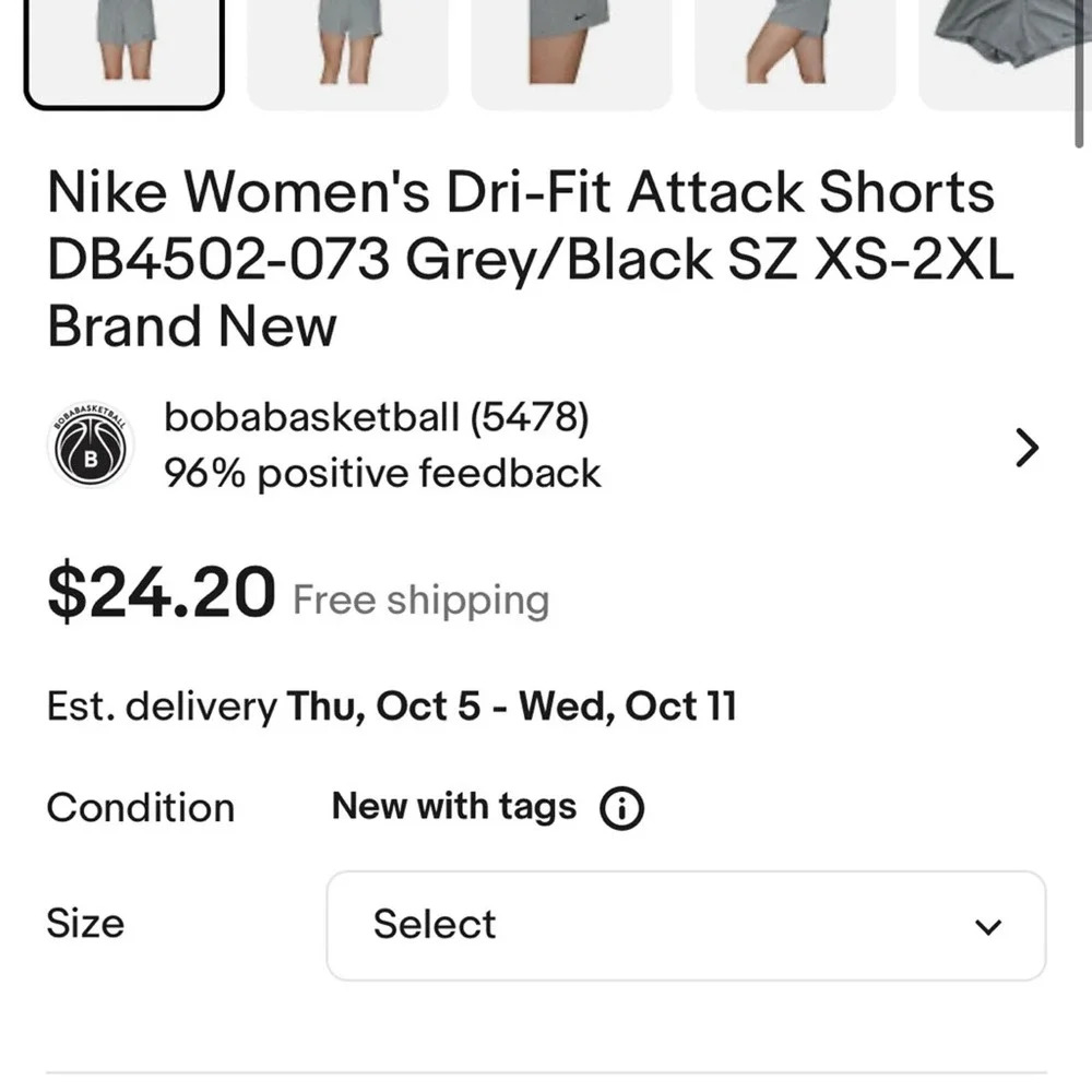 Nike Women’s Dri-Fit Attack Shorts Size XS / Style DB4502-073 in Gray - Picture 8 of 8